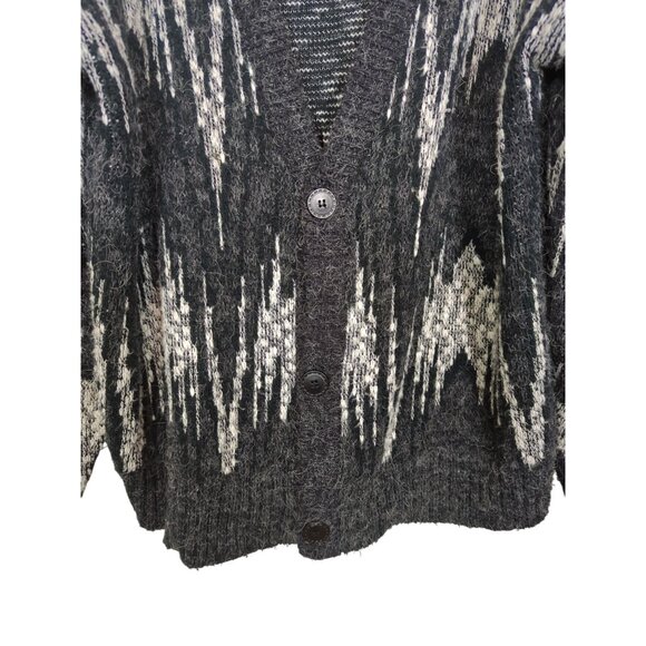 UNIFORM CODE black white Men's long sleeve Abstract Vintage 1990s‎ Cardigan XL - Picture 3 of 15